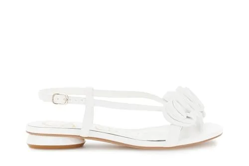 CafèNoir Sandali Fiori Effetto Pelle Off White 1,5 cm
