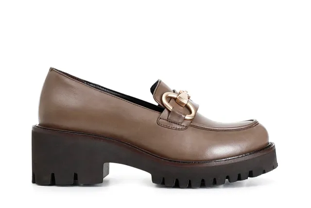 CafèNoir Mocassino donna pelle morsetto fango 39