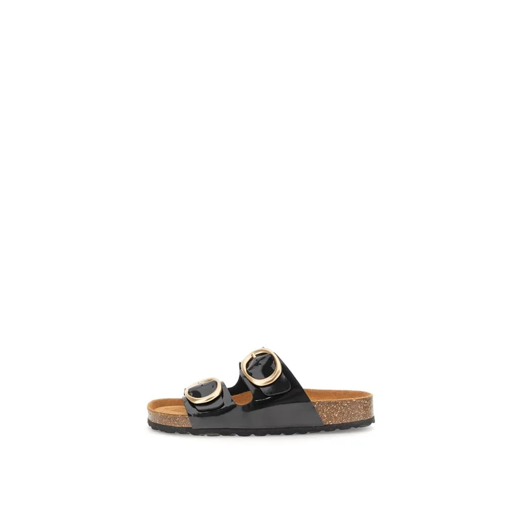 CafèNoir Sandali Ciabatta Platform Vernice Neri Doppia Fibbia 39