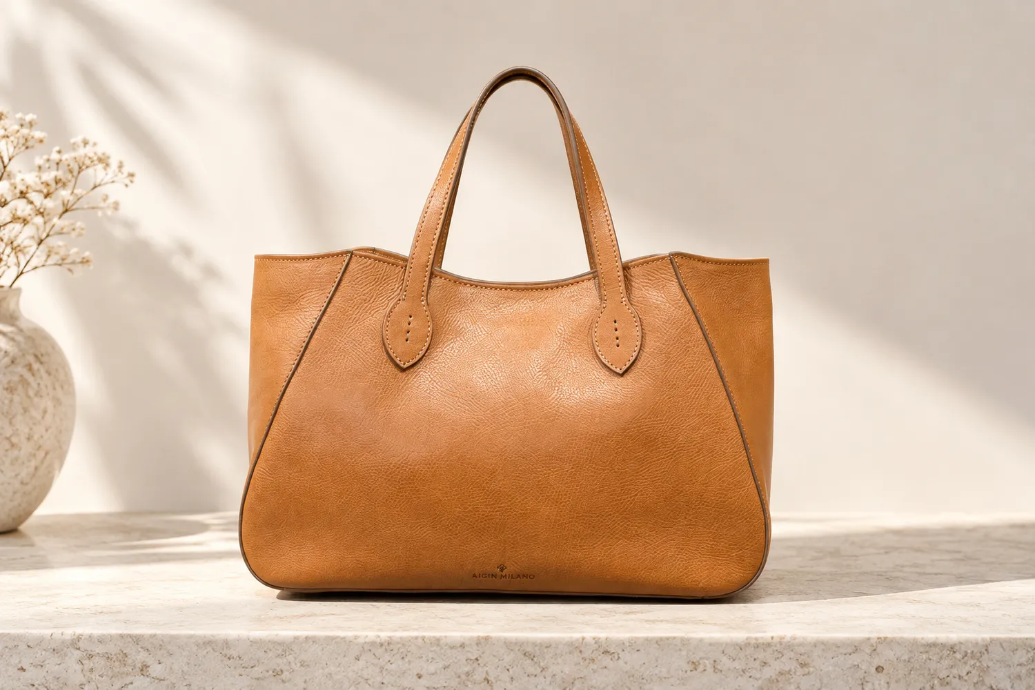 Aigin Milano Pure Leather Form Tote Pelle Naturale