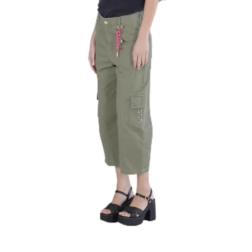 CafèNoir Pantaloni Cargo Borchie Cotone Militare 38