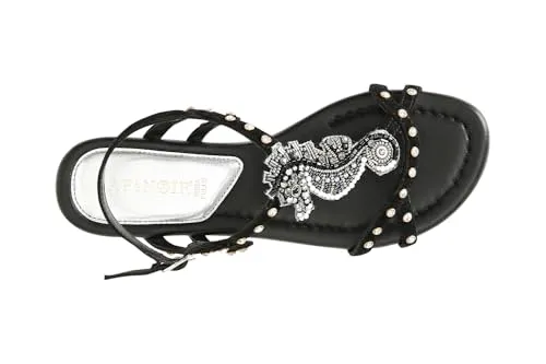 CafèNoir Sandali Camoscio Borchie Nero Cavalluccio 2 cm