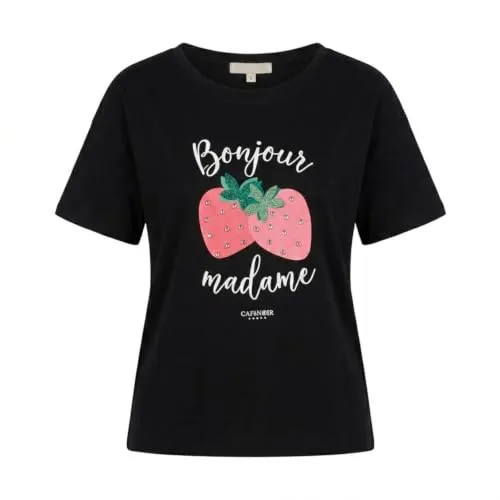 CafèNoir Fragole T-Shirt Donna Nera Taglia M Cotone