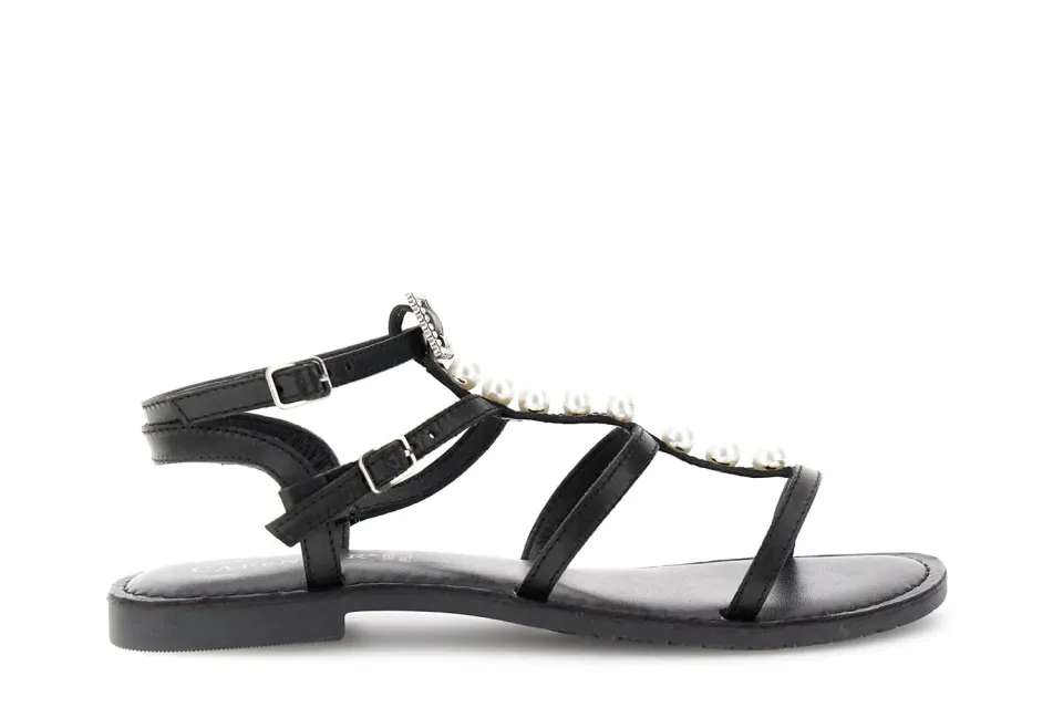 CafèNoir Flat sandali pelle fibbia gioiello donna