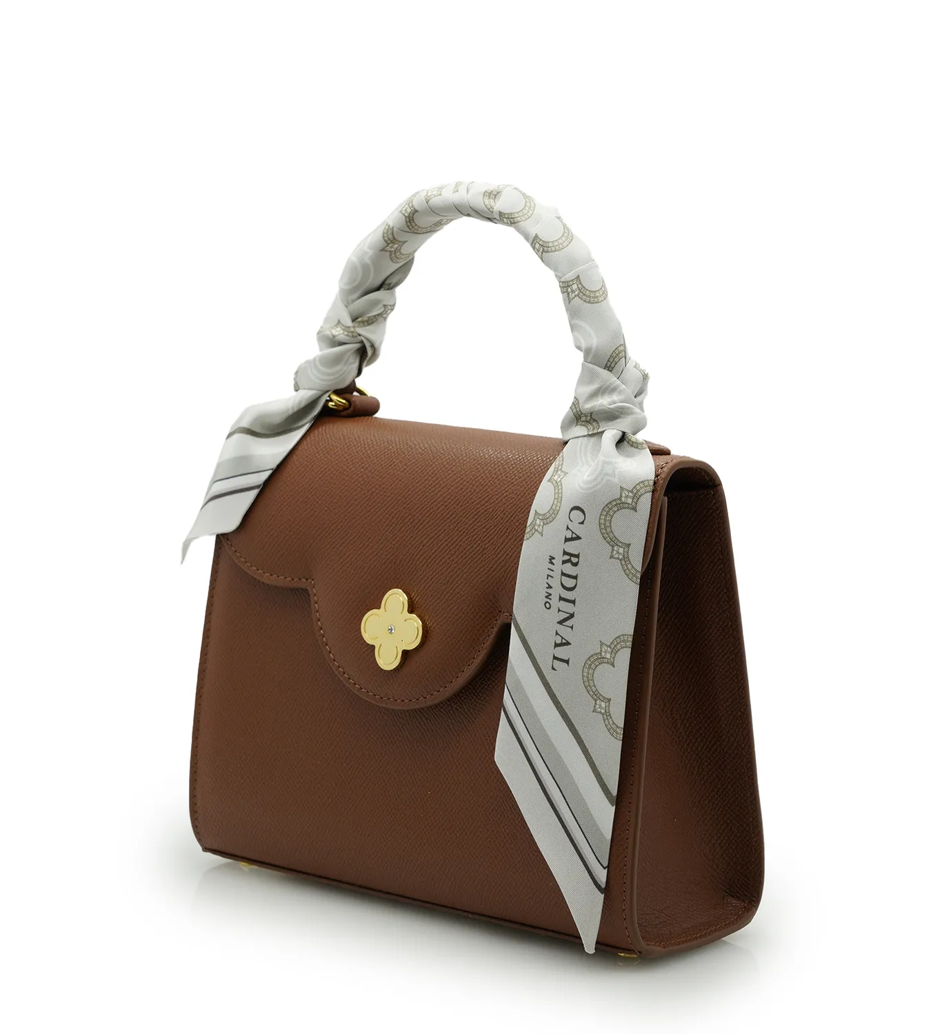 Cardinal Milano First Lady Brown Textured Borsa a Mano Marrone Vitello