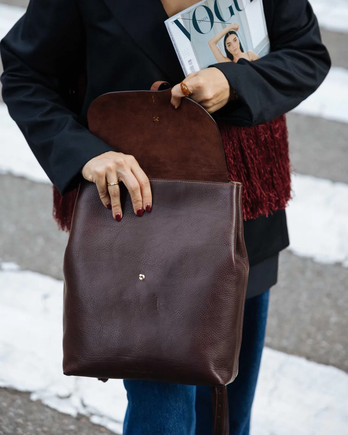 Aigin Milano Backpack zaino pelle marrone ottone vero