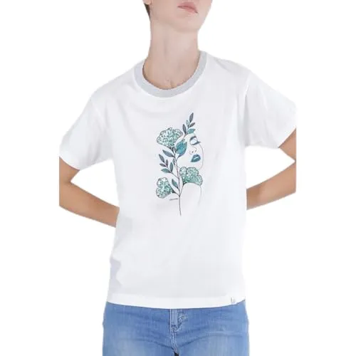 CafèNoir T-Shirt Stampa Fiori Donna off White M lurex