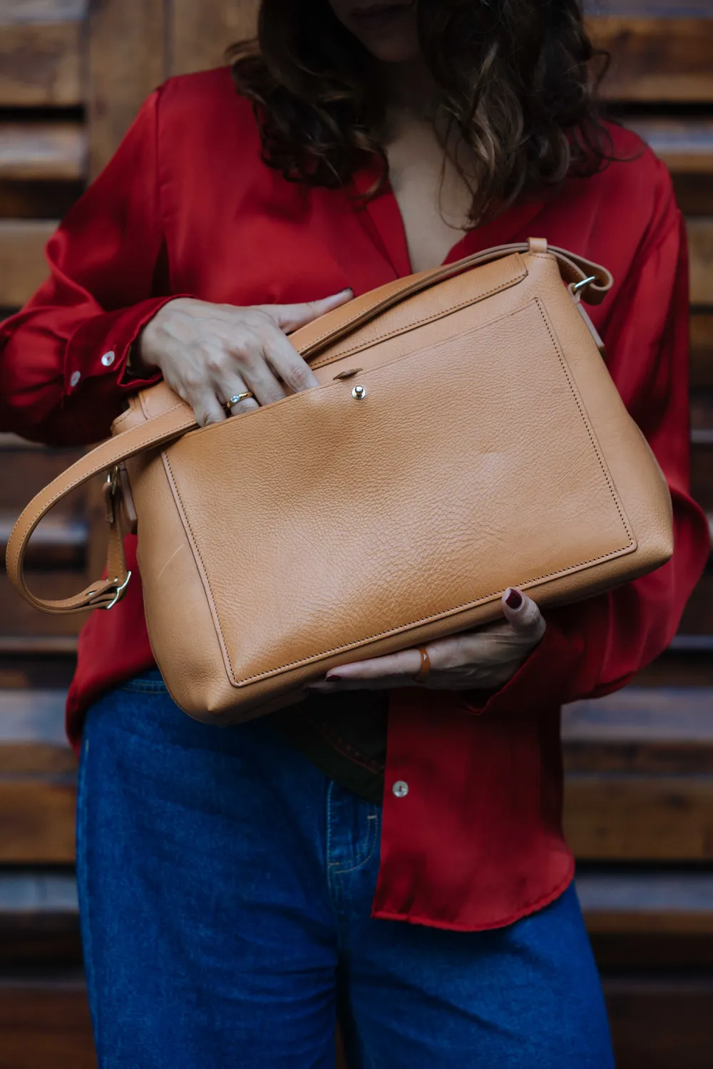 Aigin Milano Borsa Tracolla Pelle Miele Cross-Body