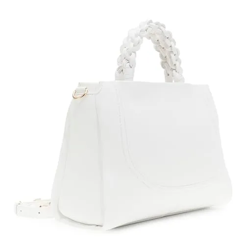 CafèNoir Tote Effetto Pelle Bianca Manico Intrecciato