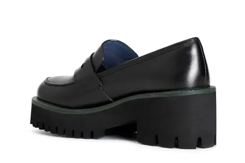 CafèNoir Mocassino Donna Pelle Nero Verde Suola Alta