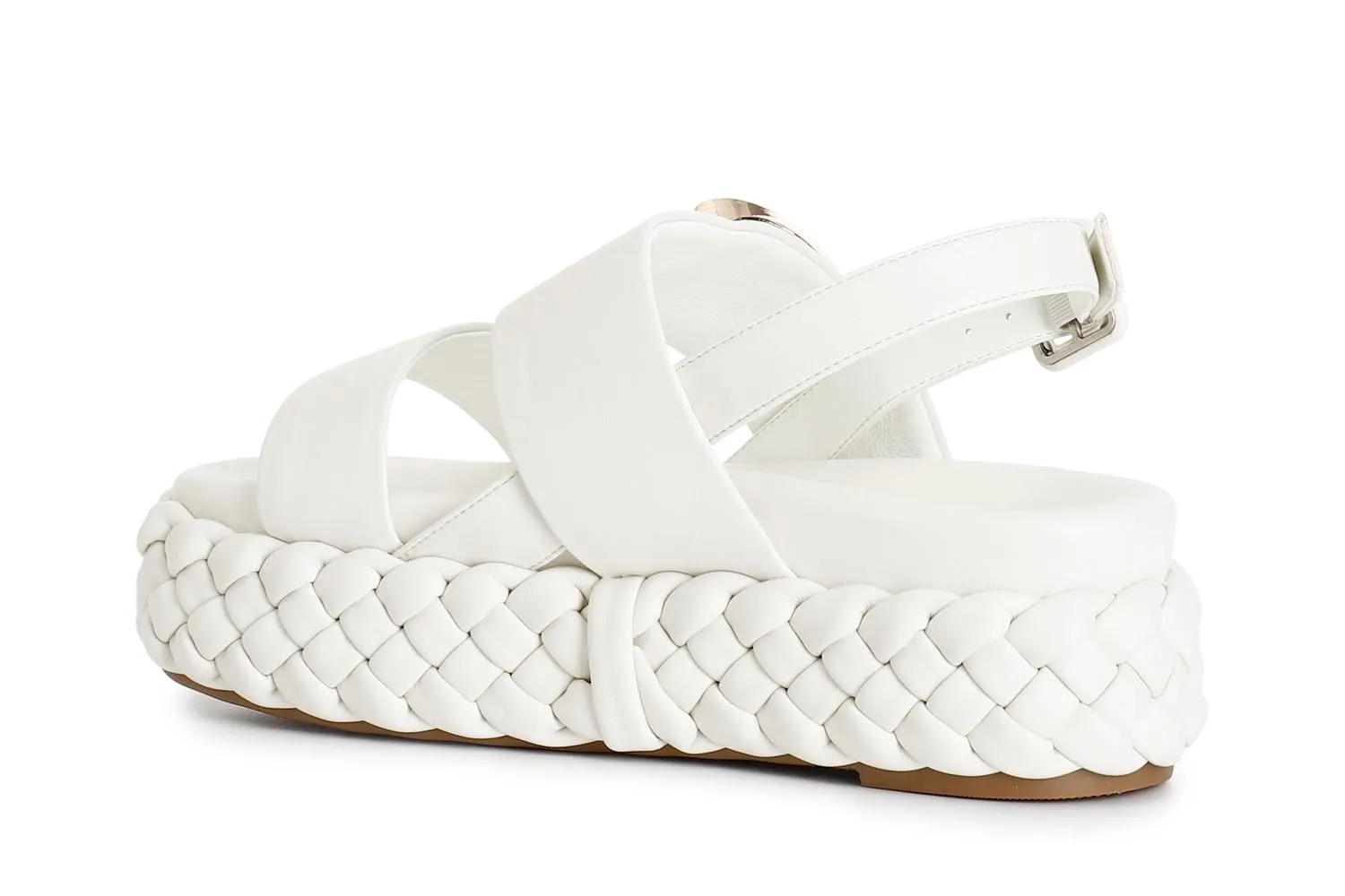 CafèNoir Sandali Donna Due Fasce Treccia Bianco 39