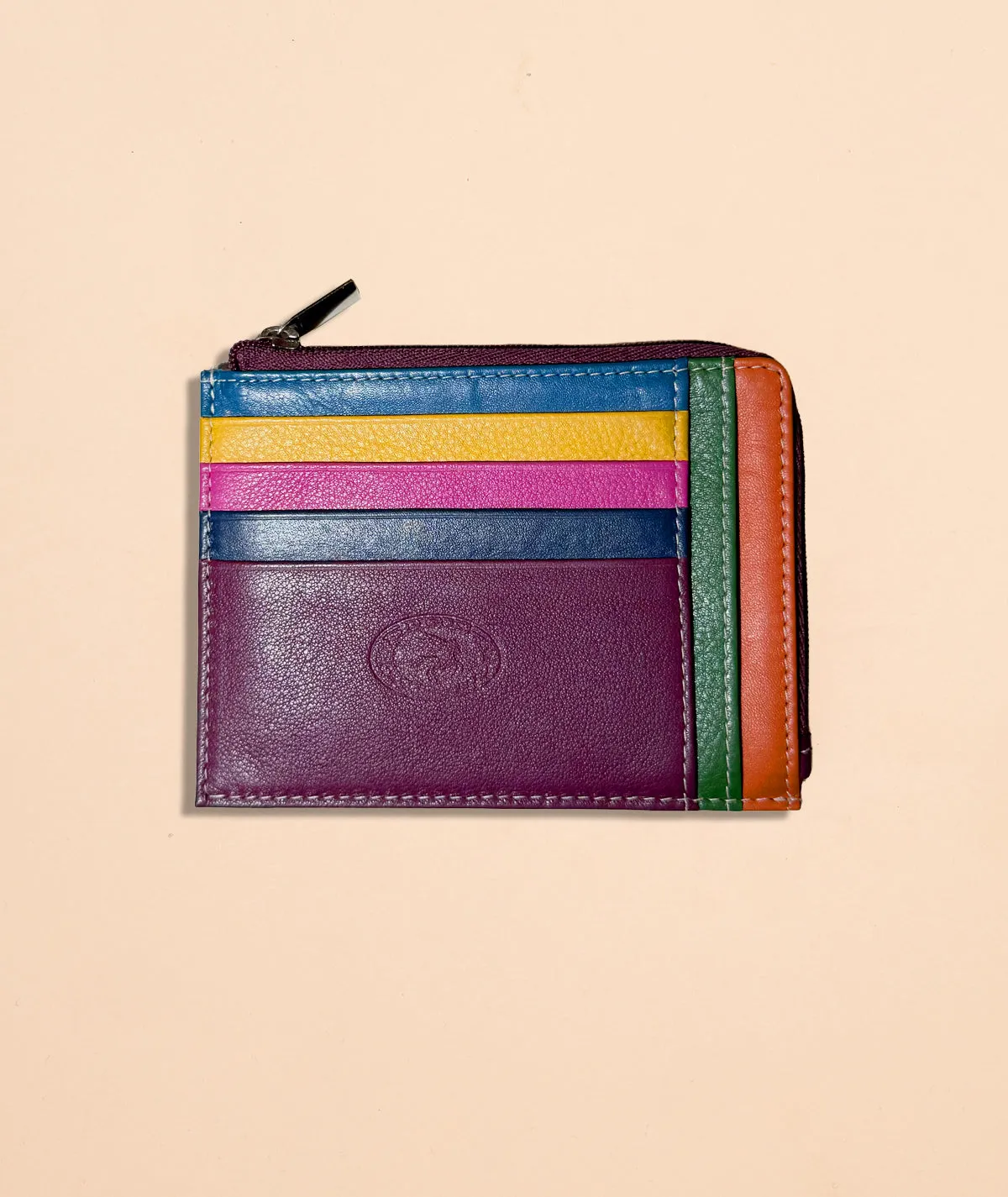 Figus 550 portacarte pelle zip Arancione Multicolor