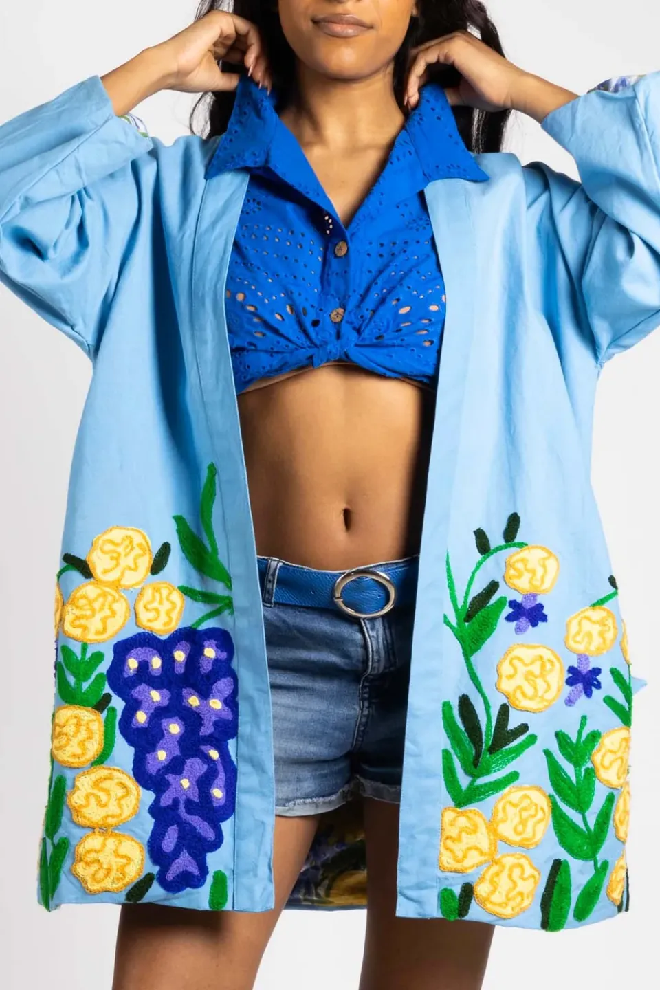 Figus Kimono Glicine cotone bianco S/M ricamato