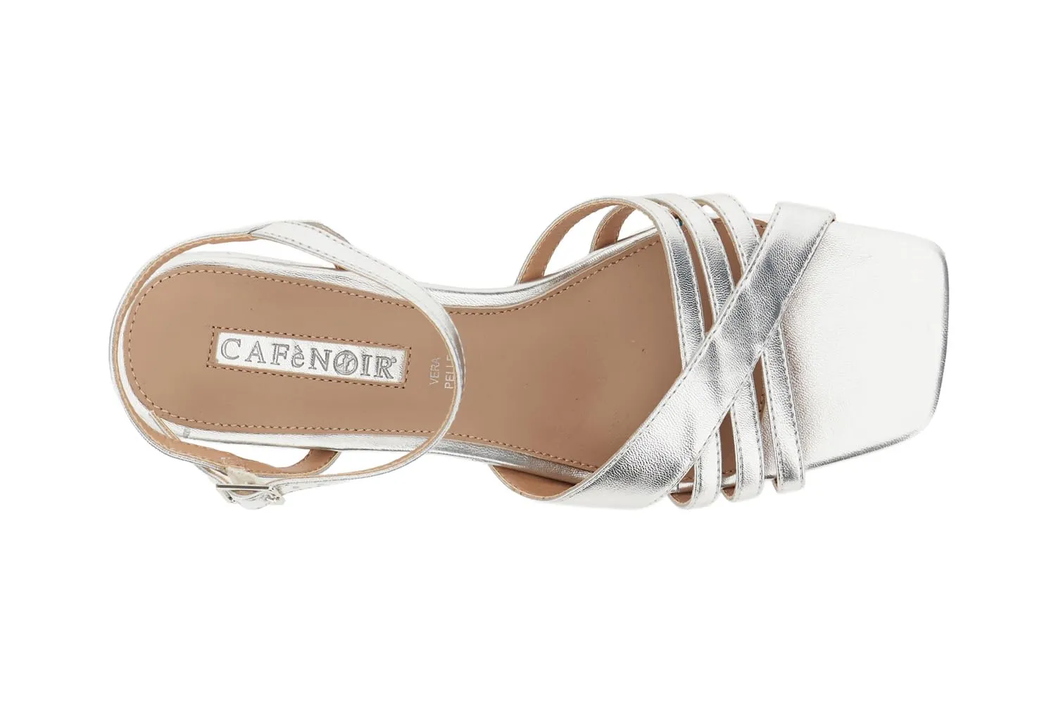 CafèNoir Gilda sandalo donna effetto laminato argento