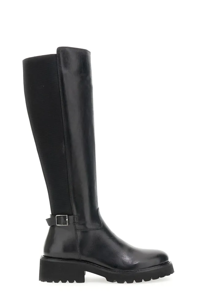 CafèNoir stivali pelle donna neri con zip tacco 4,5 cm