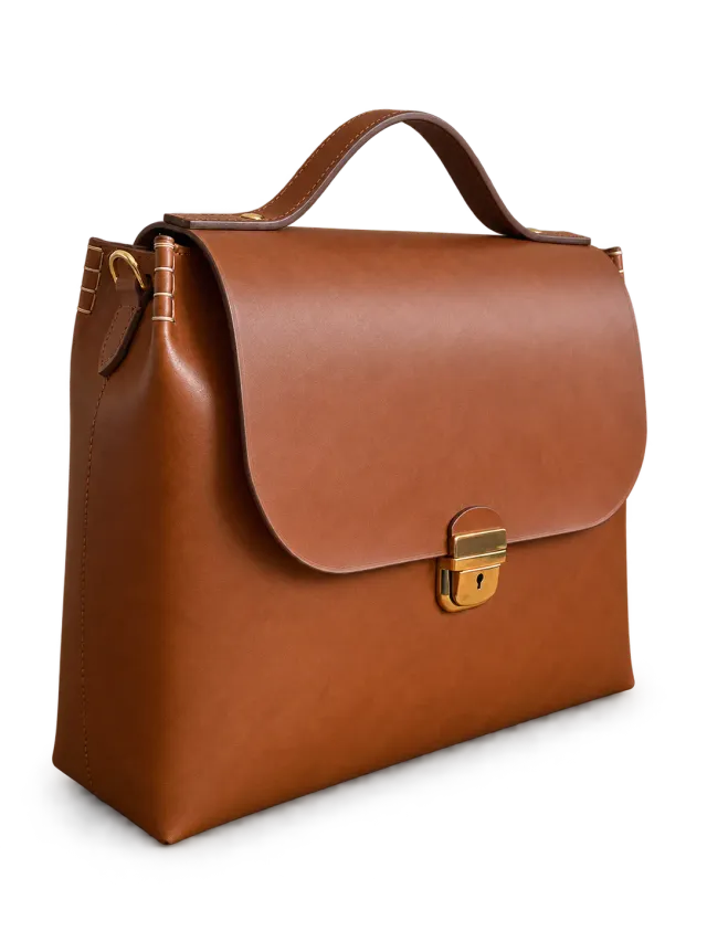 Aigin Milano 24 Ore Cartella Pelle Liscia Chiusura Ottone