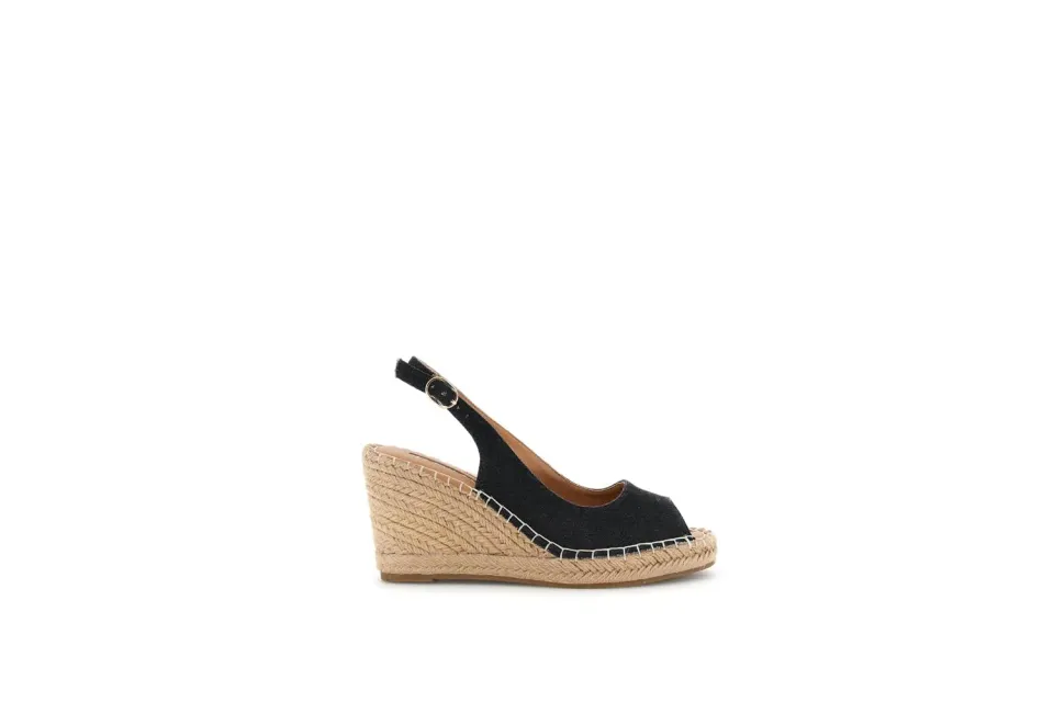 CafèNoir Spuntata Sandali Donna Canvas Zeppa 9 cm