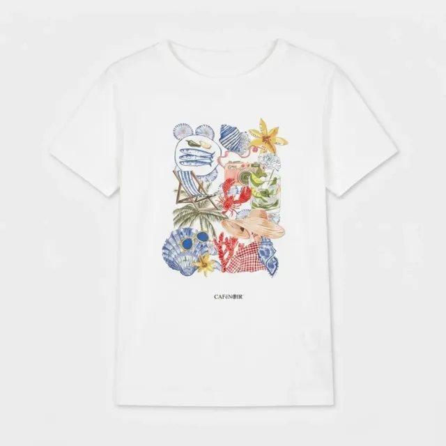 CafèNoir T-Shirt Stampa Estiva maglietta donna off white cotone