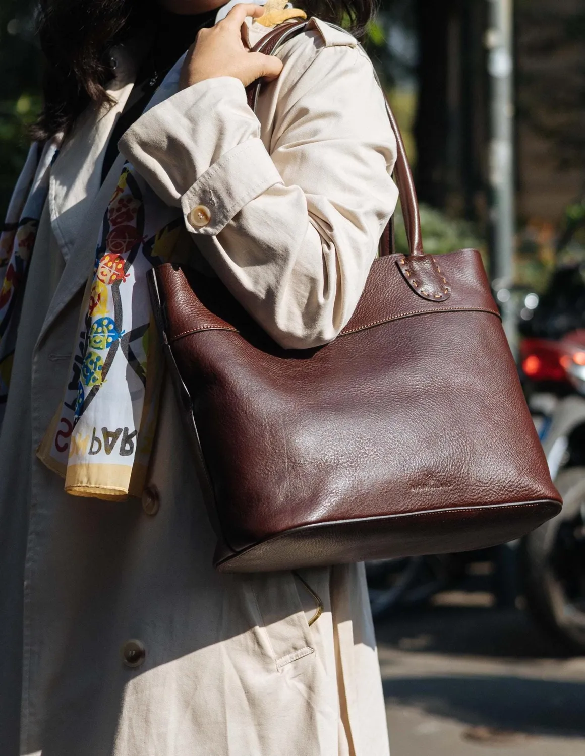 Aigin Milano Handmade Tote Borsa Pelle Naturale Tracolla