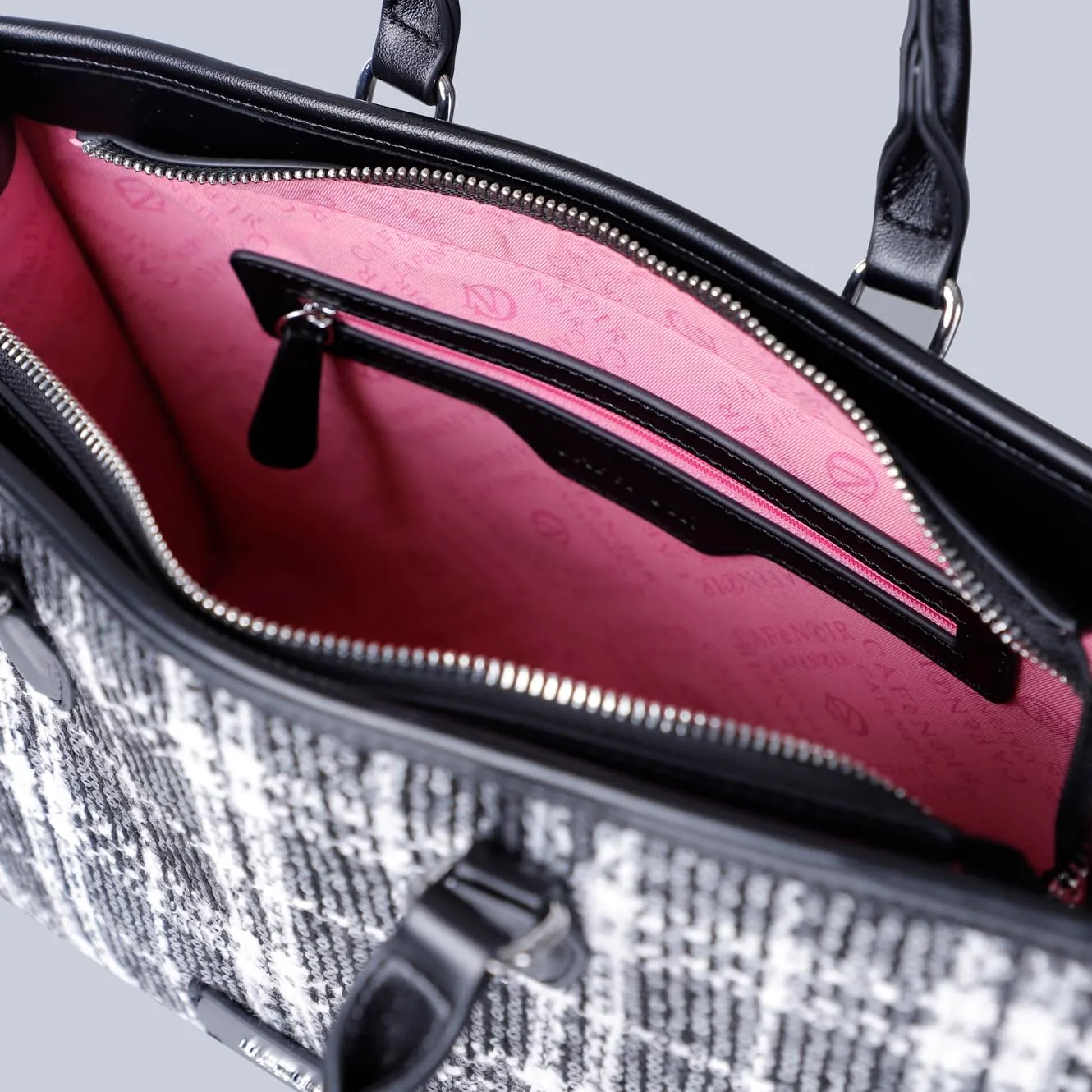 CafèNoir Tote Scozzese Nera con Paillettes