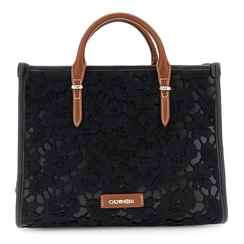 CafèNoir Shopping Bag Piccola Macramè Manici Effetto Pelle