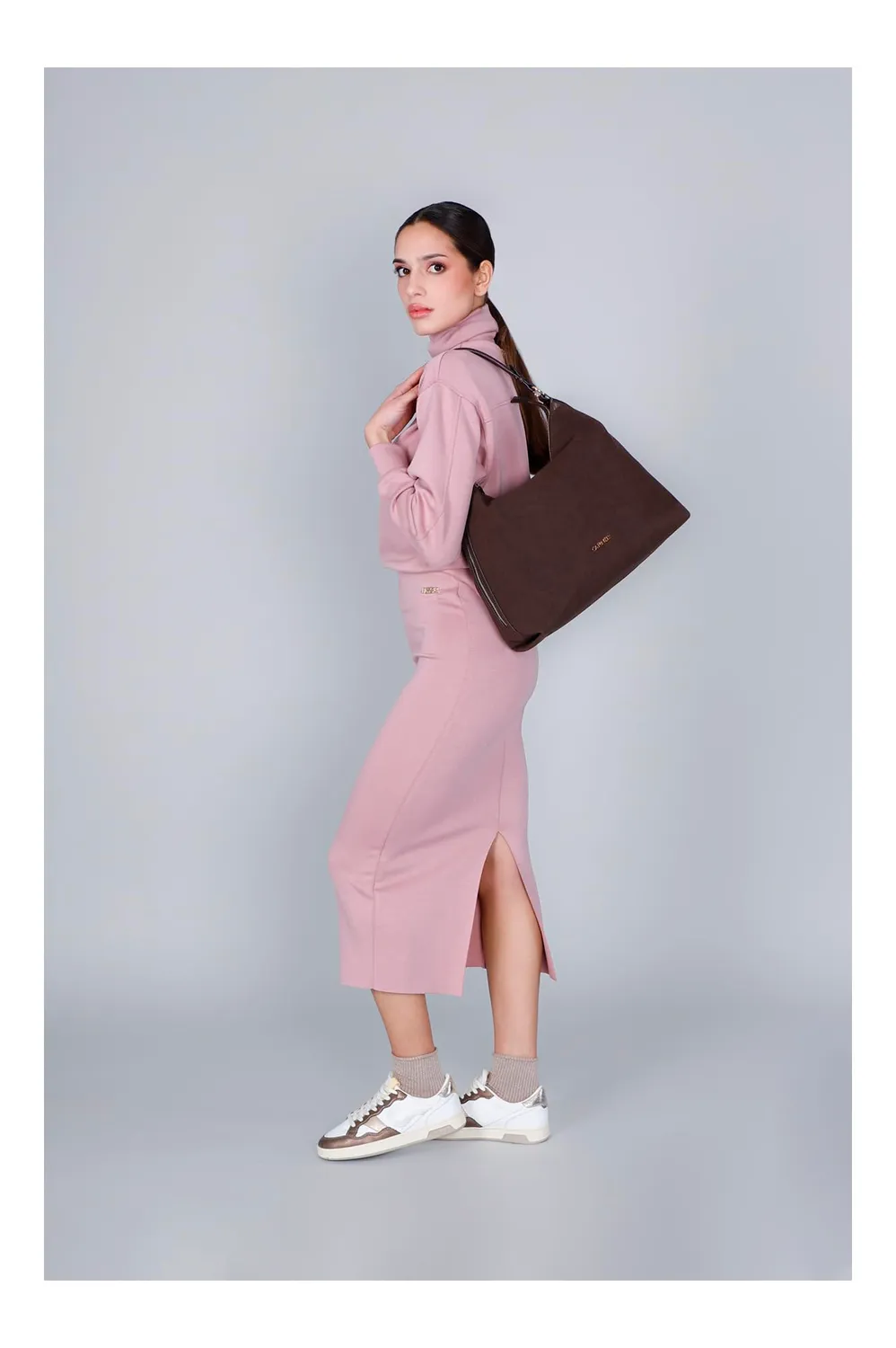 CafèNoir Sacca Donna Effetto Suede T.Moro Zip