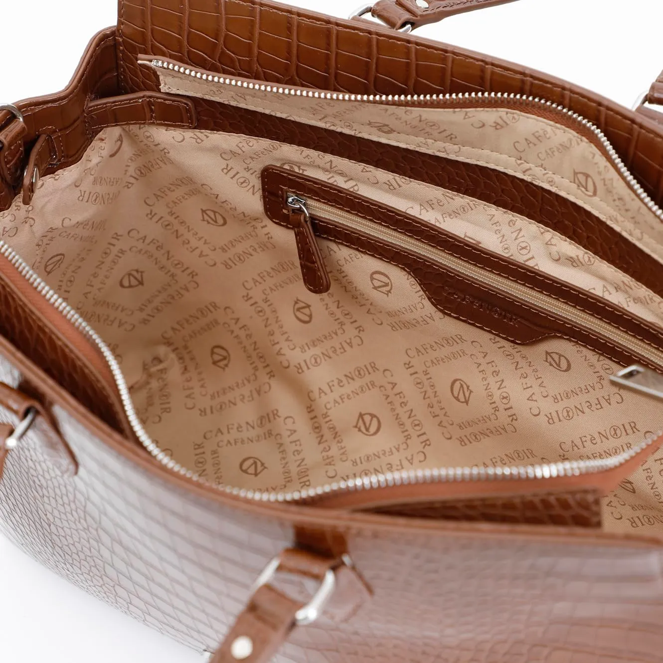 CafèNoir Tote Stampa Coccodrillo Marrone Tracolla Shopping