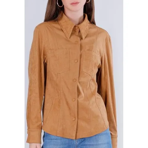CafèNoir Camicia Ecosuede Avvitata Tabacco Donna S