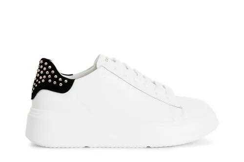 CafèNoir Sneakers Donna Pelle Bianco/Nero Tallone Laminato