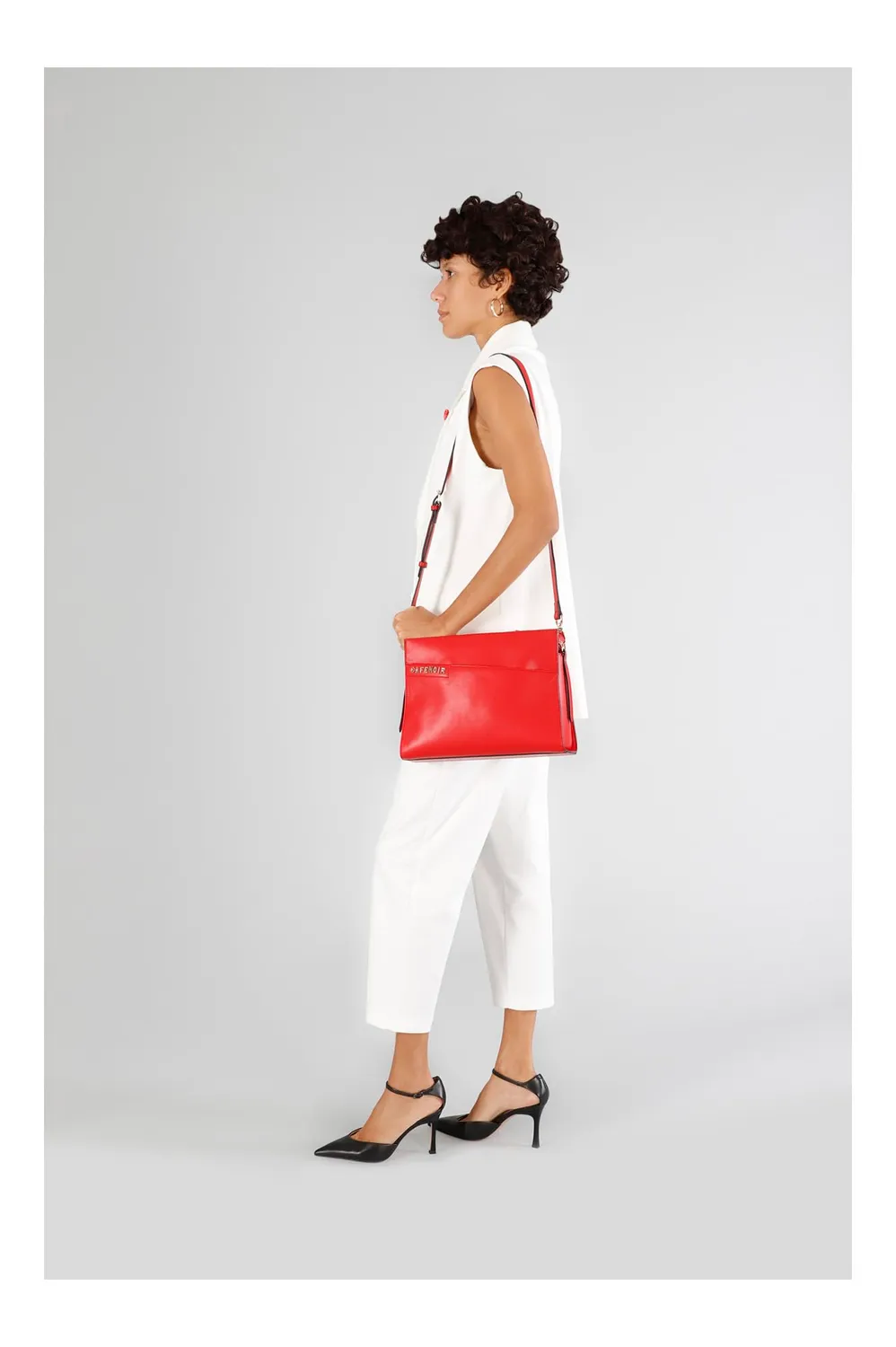 CafèNoir Tote Asimmetrica Lettering Borsa Rossa