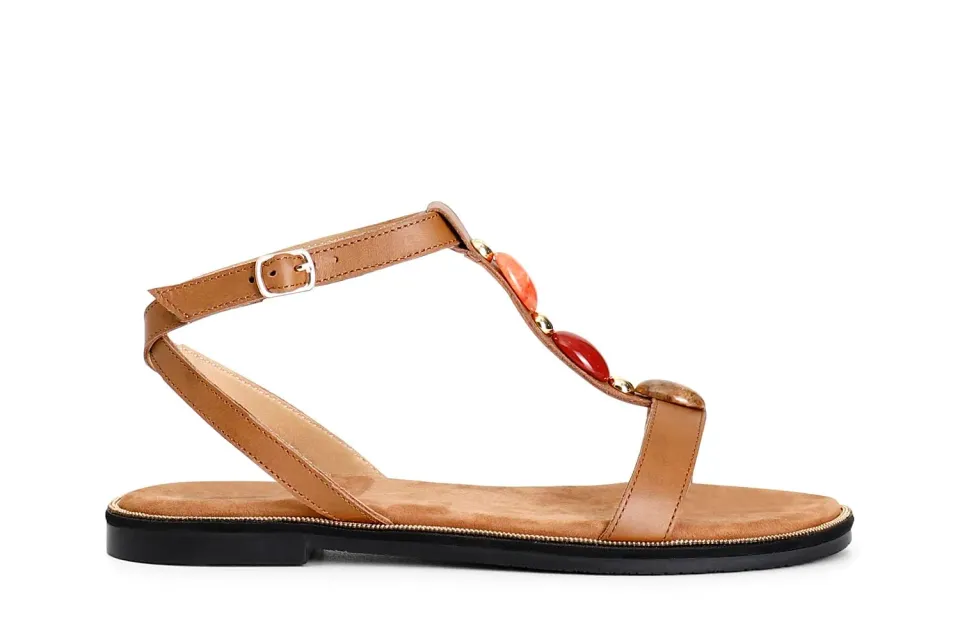 CafèNoir C1XM1015 Sandali a T in Pelle con Pietre