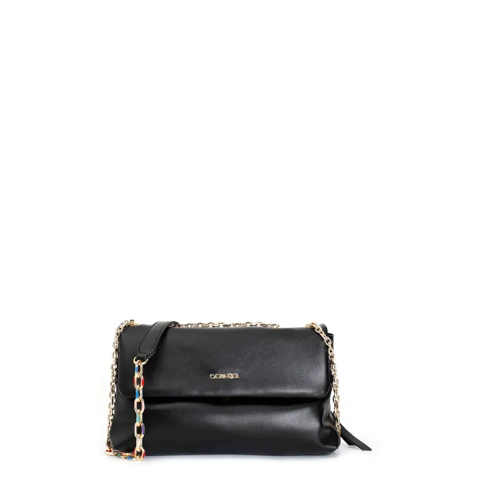 CafèNoir Pattina Catena Smaltata Borsa a Tracolla Nera