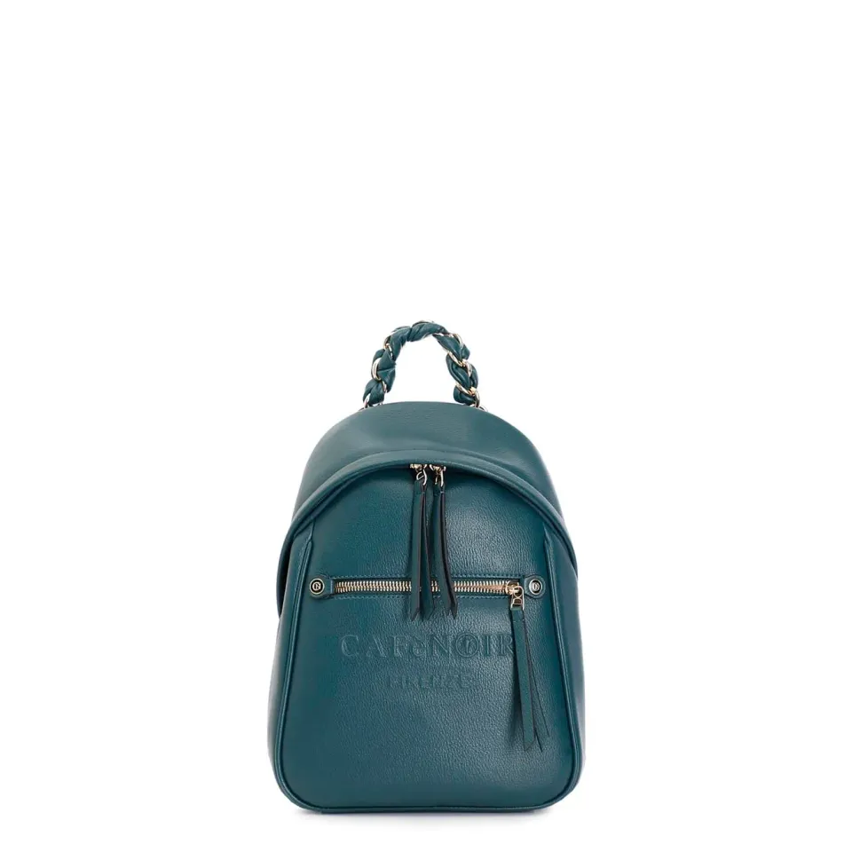 CafèNoir Zaino Verde Logo Rilievo con Zip