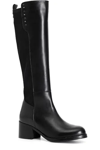 CafèNoir Stivale Donna Pelle Stretch Nero Borchie 50mm