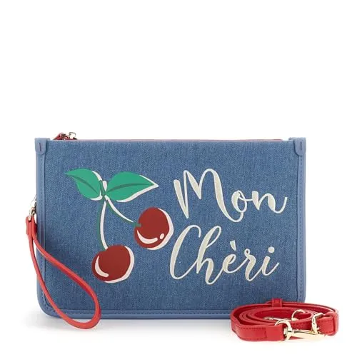 CafèNoir Clutch Canvas Nappa Pochette Denim