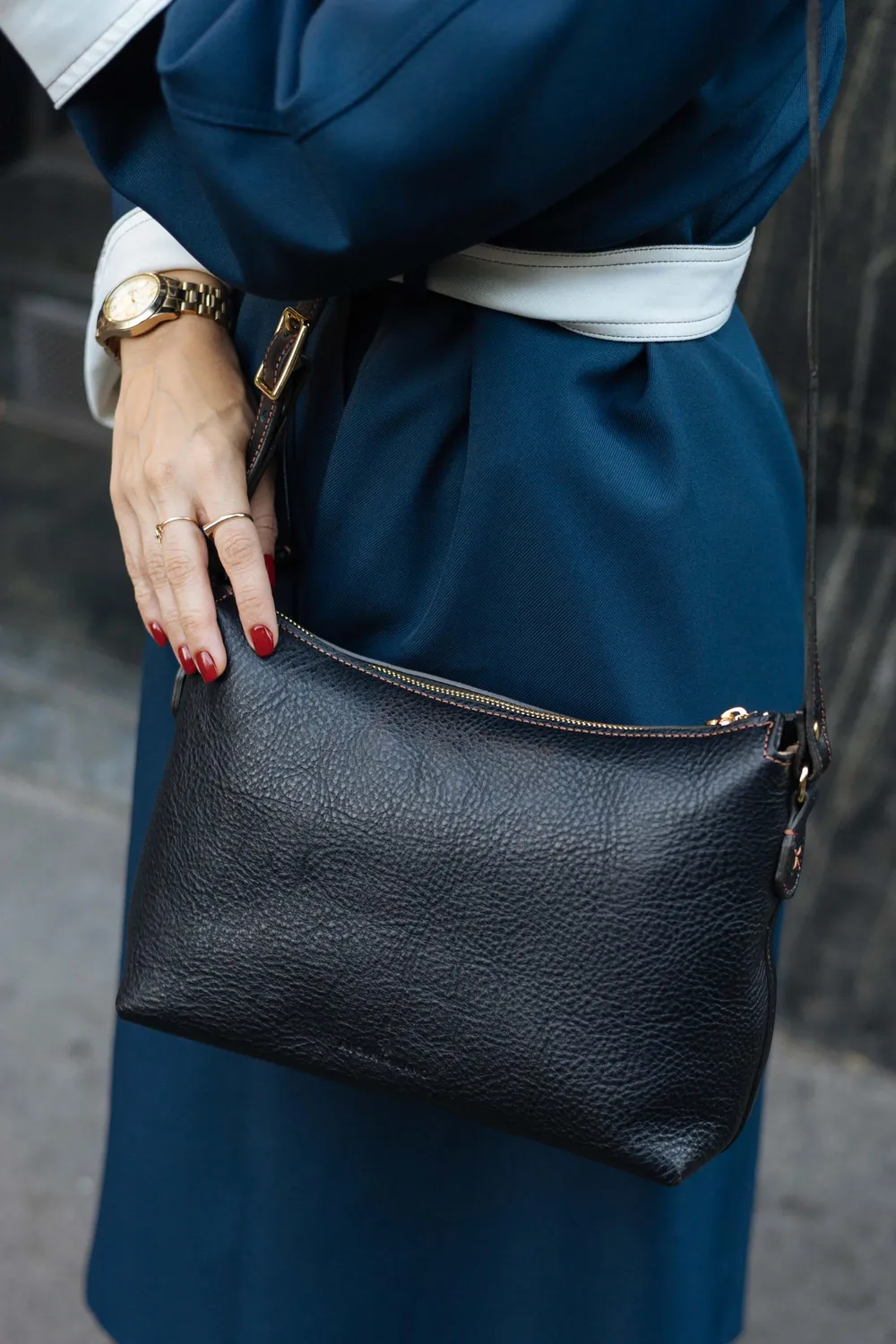 Aigin Milano Minimal Borsa Tracolla Marrone Pelle