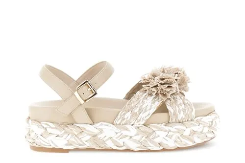 CafèNoir Sandali Zeppa Rafia Fiori Donna Beige