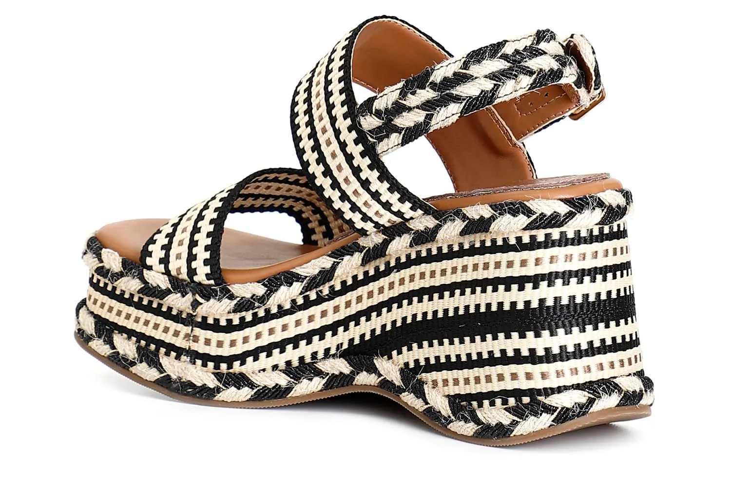CafèNoir Sandali Zeppa Doppia Fascia Nero Beige 39