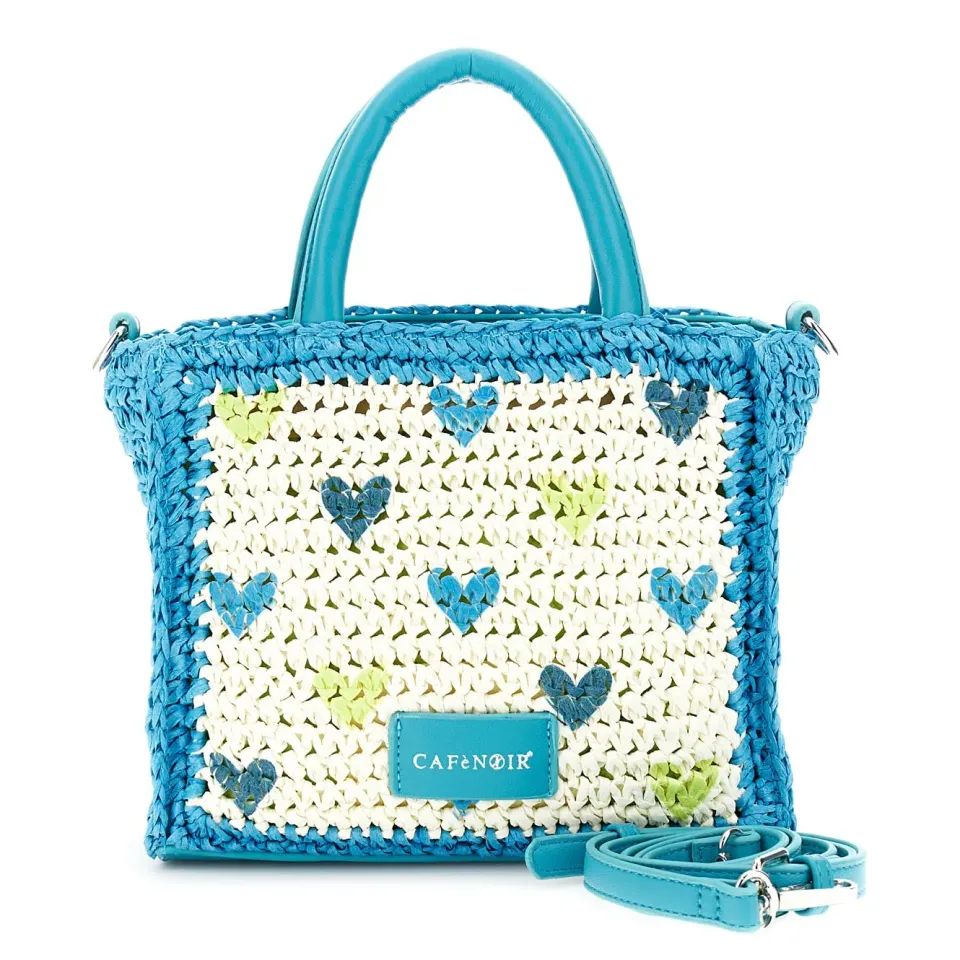 CafèNoir Borsa Rafia Crochet Turchese Donna