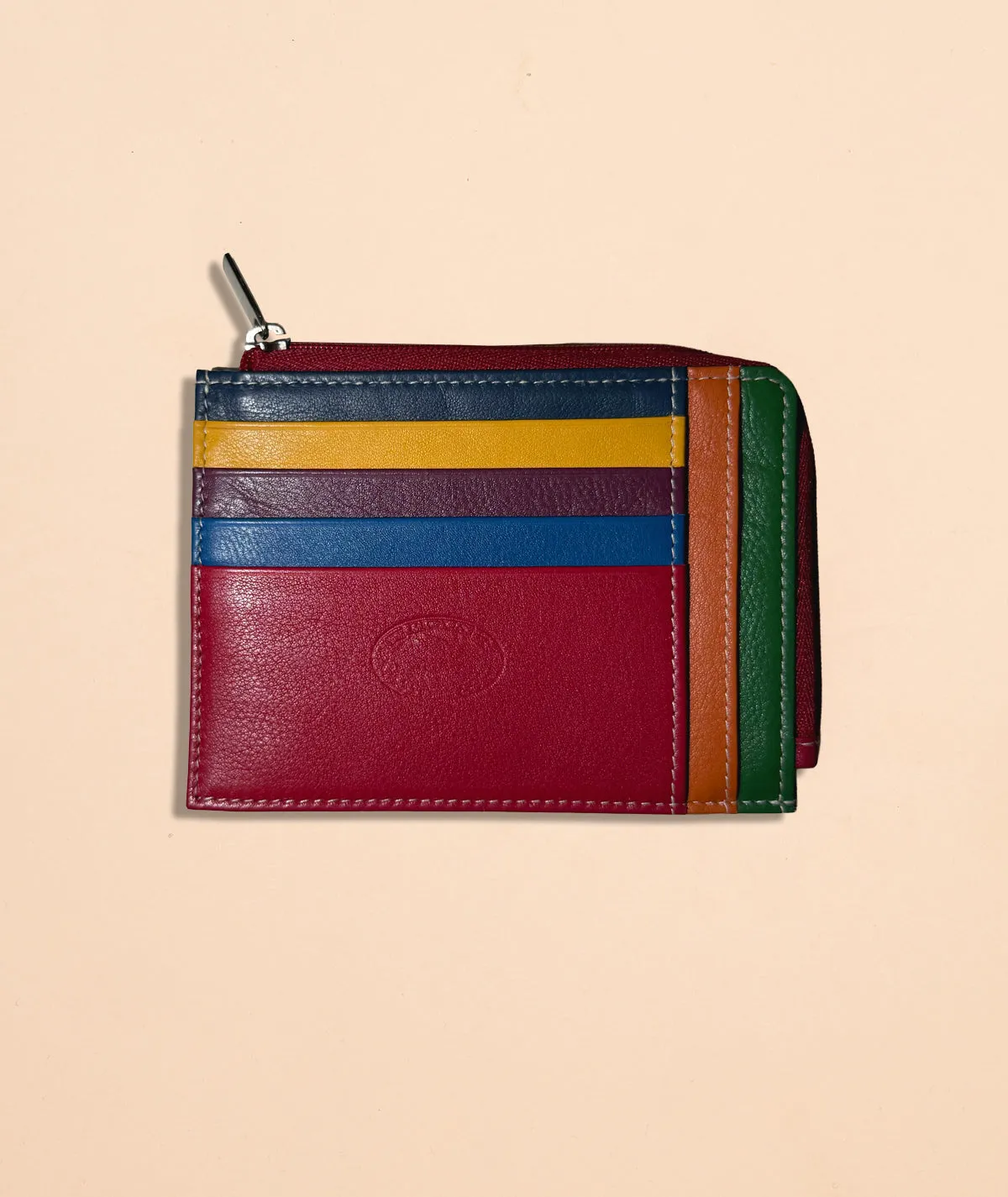 Figus 550 portacarte pelle zip Arancione Multicolor