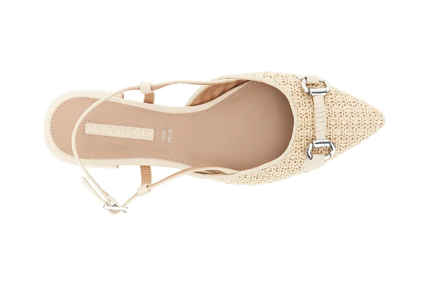 CafèNoir Ballerine Slingback Rafia Morsetto Nude