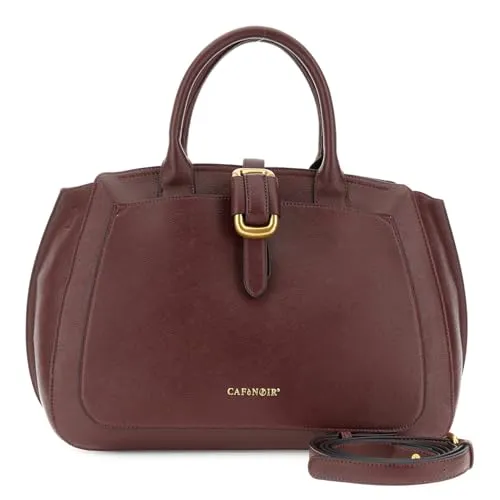CafèNoir Borsa a Mano Saffiano Tasca Applicata Bordeaux