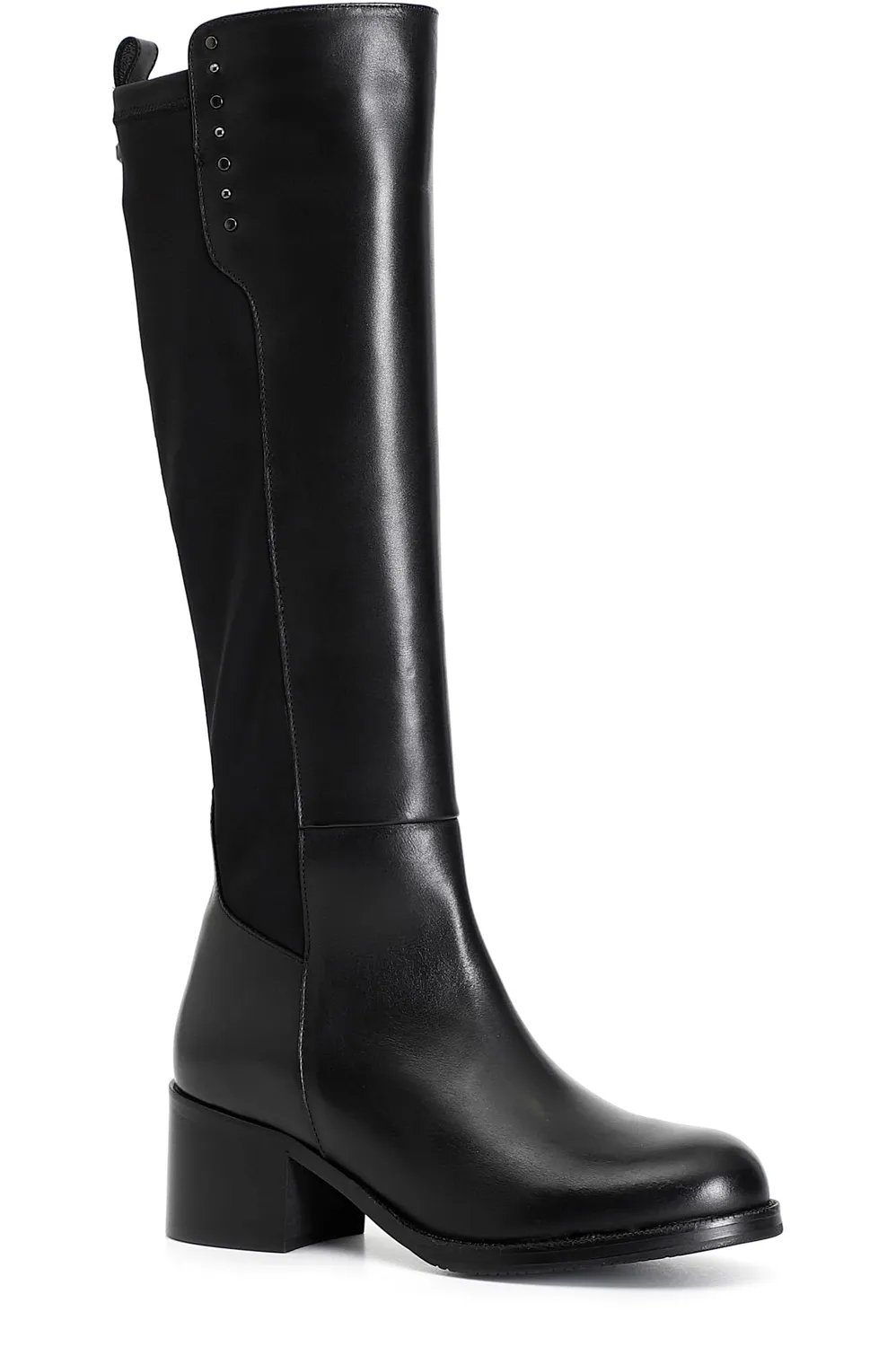 CafèNoir Stivale Donna Pelle Stretch Nero Borchie 50mm