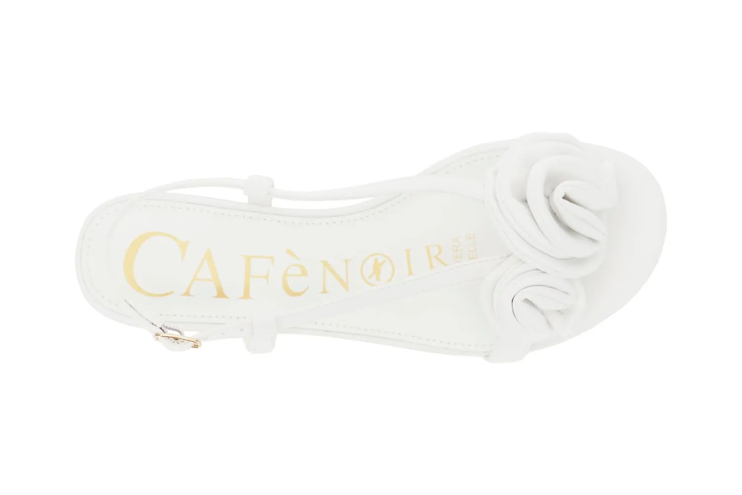 CafèNoir Sandali Fiori Effetto Pelle Off White 1,5 cm