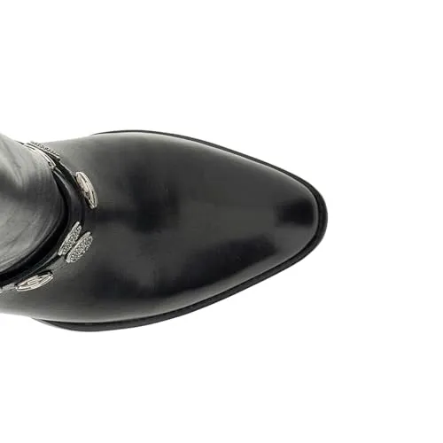 CafèNoir Stivali Pelle Nero Bottoni Tacco 7 cm