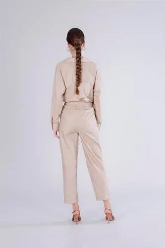 CafèNoir Jogger in Popeline Pantaloni S Sabbia