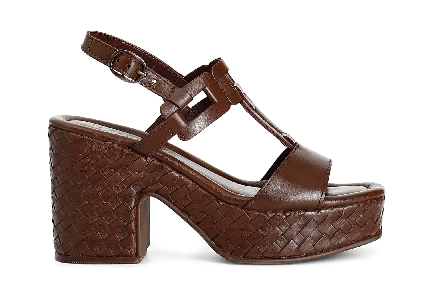 CafèNoir Sandali a T Zeppa Intrecciata Donna 39 EU pelle