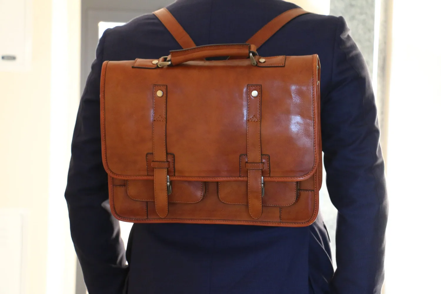 Aigin Milano Cartella Zaino Pelle Convertibile Porta Laptop