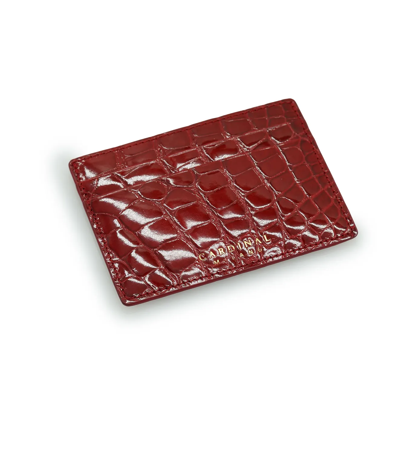 Cardinal Milano portacarte rosso pelle alligatore lucida