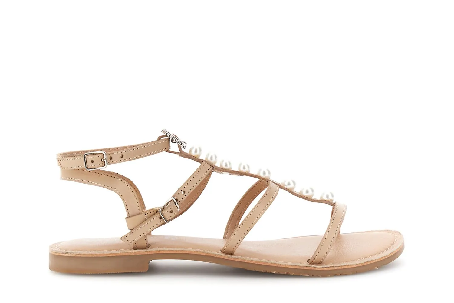 CafèNoir Flat sandali pelle fibbia gioiello donna